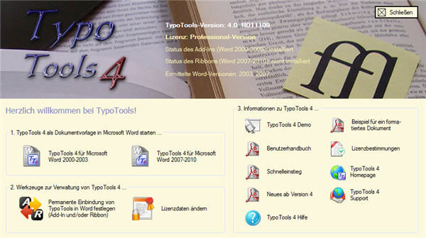 TypoTools 4 - Startdialog